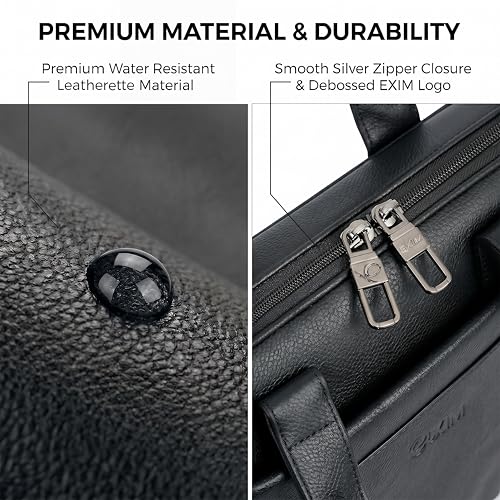Image of EXIM Prime Laptop Bag for Men Office Use| Office Bag for Men| Vegan Leather Laptop Messenger Bag| Fits Up to 15.6 Inch Laptop| Business Briefcase with Handle and Shoulder Strap