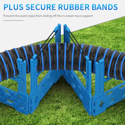 Image of BEBOBLY RV Sewer Hose Support 15FT with Secure Rubber Band & Carry Strap, RV Sewer Hose Holder Adjust Height for Travel Trailers, RV, Campers | Avoiding Obstacles & Deep Cradles, Quick Setup /Collapse