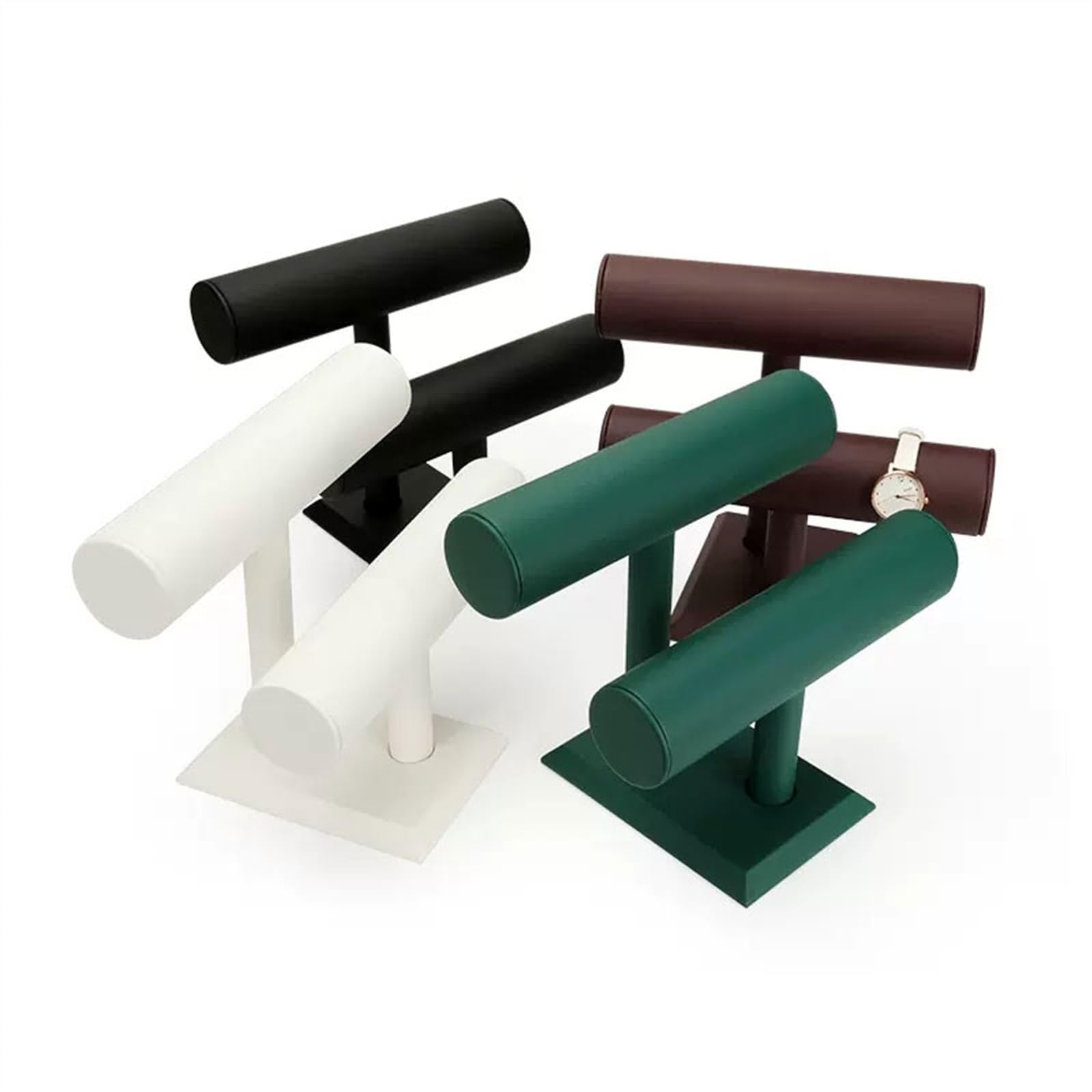 LLXYWJ Organizzatore di Braccialetti con Supporto per Gioielli Supporto per Braccialetti in Pelle PU a 2 Livelli Supporto per Bracciale con Barra a T Espositore per collane Porta Gioielli per