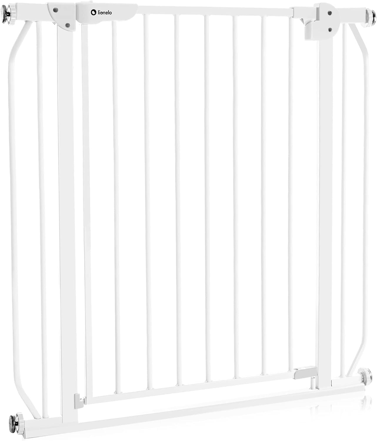 LIONELO Truus Slim Cancelletto di sicurezza, Larghezza regolabile da 75 fino a 105 cm con Fissaggio a pressione, Apertura entrambe le direzioni, Altezza 77 cm, Autobloccante
