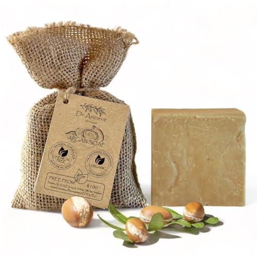 Dr.Ancient Argan Soap Bar Organic Natural Vegan Traditional Handmade Antique - Anti-Aging For Women And Men, Anti-Wrinkle - No Chemicals, Pure Natural Soaps!