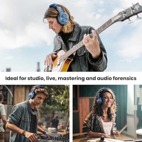 Image of OneOdio A71 Hi-Res Studio Recording Headphones - Wired Over Ear Headphone with SharePort, Monitoring Mixing Foldable Headset with Stereo Sound, 3.5 /6.35MM Jack for PC Computer DJ Guitar-Sky Blue