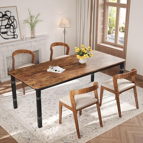 Table à manger robuste en métal noir et bois de caractère