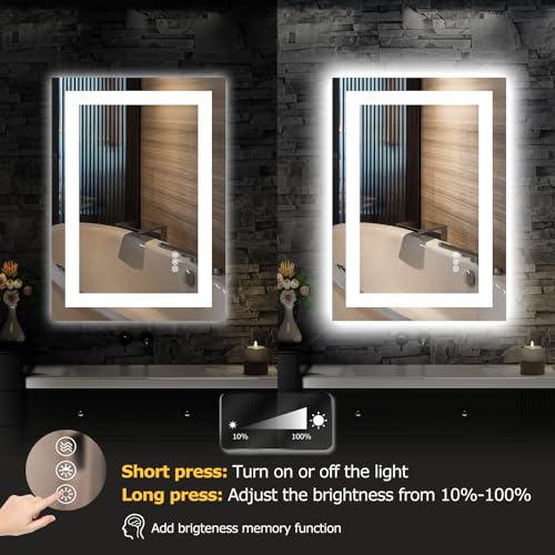 Image of Hivone 20 inchX28 inch LED Bathroom Mirror with Lights, UL Listed