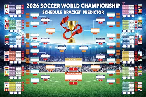 2026 World Cup Wallchart Cup Football Tournament Poster 90 x 60cm Football World Wall Soccer Matches Schedule Wall Chart TV for Home Office Bar Club Decorations Great Gifts for Soccer Fans