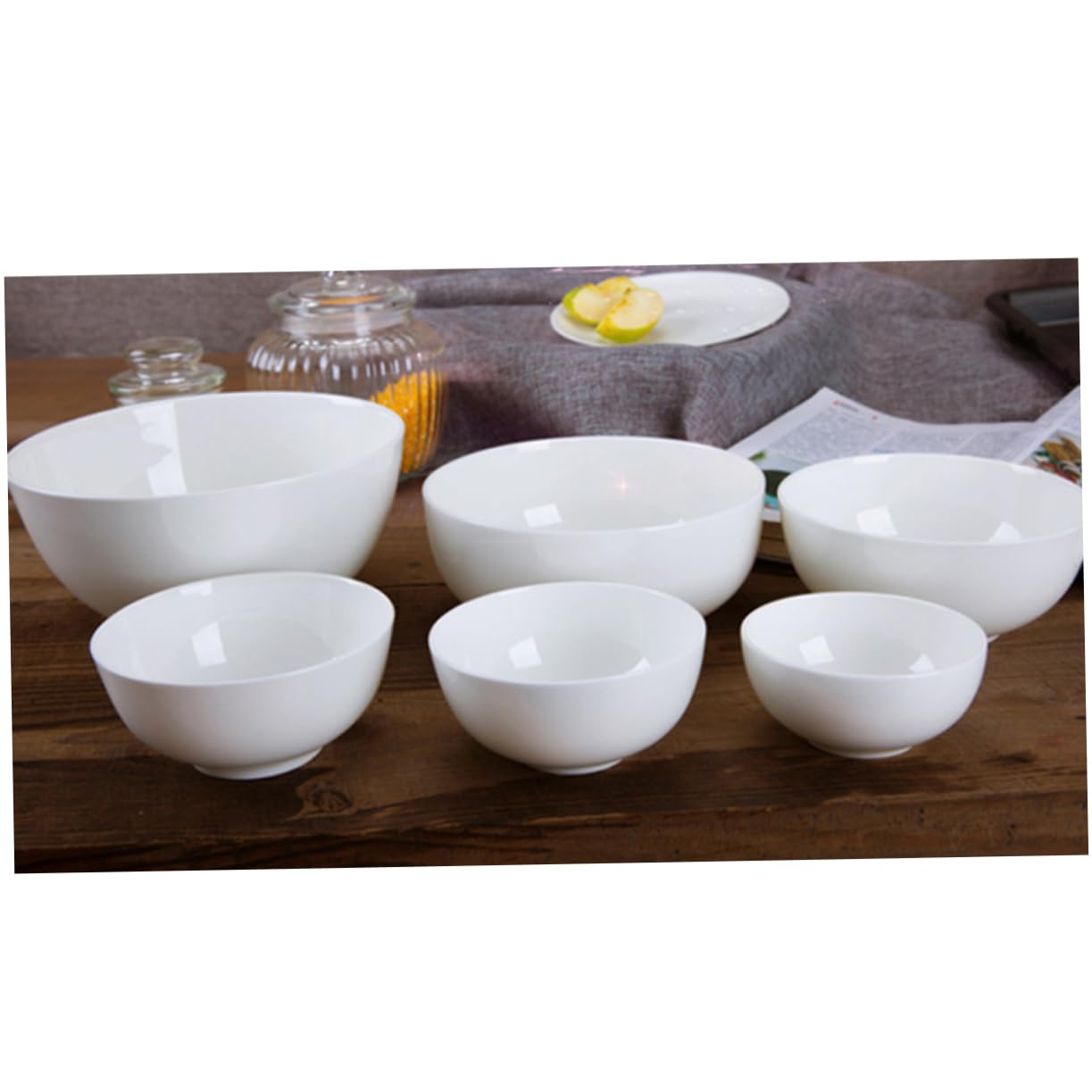 iplusmile Bol à Riz en Porcelaine Blanc 6 Pièces, Empilable et Isolant | Vaisselle pour Restaurant et Maison, Format Pratique pour Service Quotidien, Lot de 6