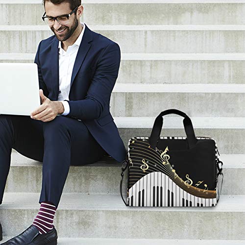 CCDMJ Laptop Case Piano Keyboard Music Note Laptops Sleeve Shoulder Messenger Bag Briefcase Notebook Computer Tablet Bags with Strap Handle for Women Man Boys Girls 16 Inch - Thumbnail 5