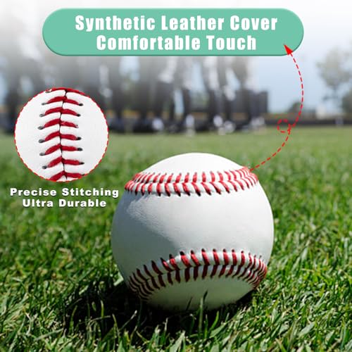Rarapop 6 Pack Blank Standard Baseball Balls, Official Size 9 Inch Leather Covered Practice Baseball Training Ball for League Play, Pitching, Hitting, Batting, Fielding, Autograph