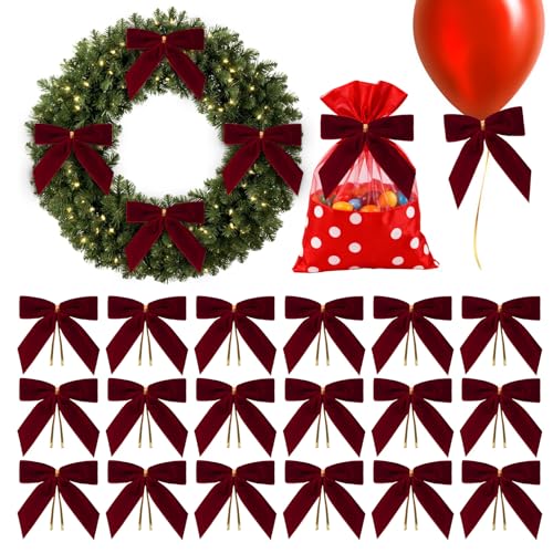 Weihnachtsdeko Innenbereich 22 Weihnachtsbaum Schleifen Aus Samt - 24 Stücke Saisonale Samt...