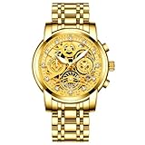 RORIOS Orologi da Uomo Cronografo Analogico Quarzo Orologio Cinturino in Acciaio Inossidabile Impermeabile Luminosi Orologio da Polso