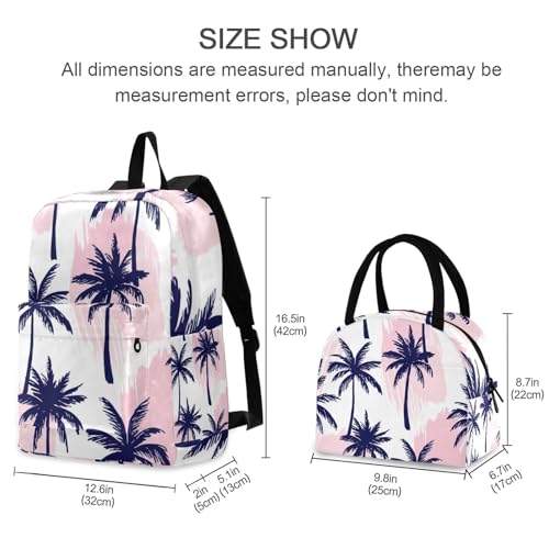School Bags, Navy Blue Palm Trees Cooler Bag Waterproof, Travel Backpacks for Big Kids and Youth2