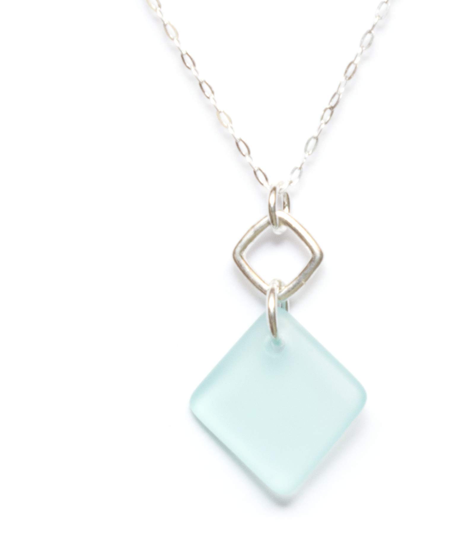 Sea Glass Double Diamond Pendant (Ocean)
