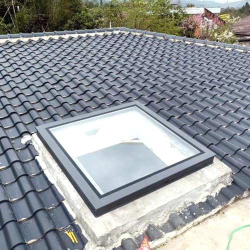 Skylight Window - Square/Rectangle, Manual Ventilation, Durable Aluminum Alloy + Double Insulated Glass, Perfect for Home & Office, Energy Efficient Design