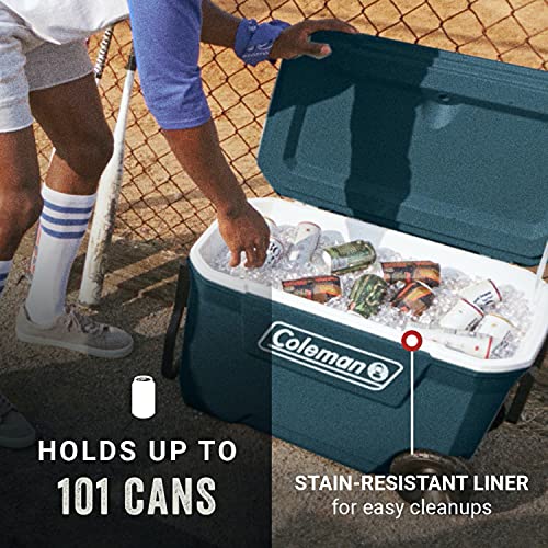Image of Coleman Classic Series Insulated Portable Wheeled Cooler, Leak-Resistant Outdoor Hard Cooler Keeps Ice up to 5 Days, 62qt /65qt /100qt Options