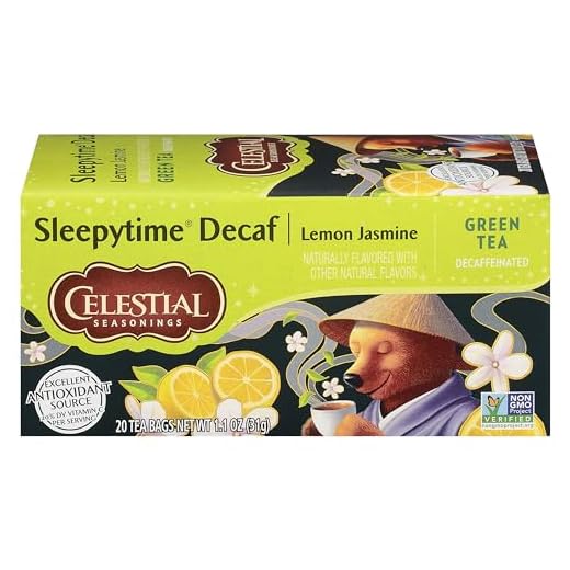 Celestial Seasonings Green Tea, Sleepytime Decaf Lemon Jasmine, 20 Count (Pack of 6)
