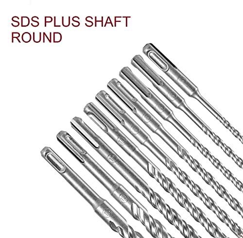 SDS Plus Bohrer Set 9 Stück, Betonbohrer mit 4 Schneiden 160mm Lang, Hammerbohrer Set, SDS Steinbohrer, YUHIAKE Werkzeuge zum Bohren von Beton, Stein, Holz, Ziegel, Fliesen