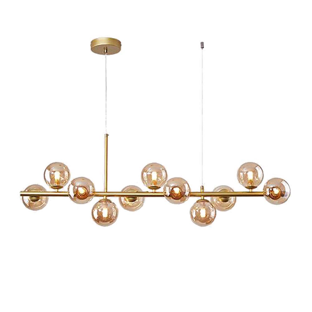 NZDY Modern Chandelier Adjustable Pendant Lighting Fixture Industrial Vintage Pendant Light Glass Globe Hanging Ceiling Light for Living Room Dining Room,Amber Platinum.,11 Lights