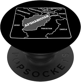 Hand drawn white line political map of Afghanistan PopSockets Standard PopGrip