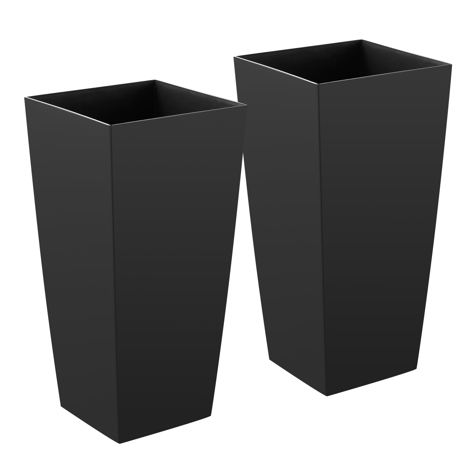 VEVOR Set di 2 Vasi da Fiori Alte 665 mm, Grandi Fioriere per Piante da Interno ed Esterno, Vasi Decorativi Moderni in Plastica per Portico con Rotelle, con Fori di Drenaggio per Patio e Giardino Nere
