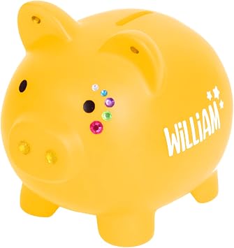 OXYEFEI Cute Piggy Bank, Personalized Soft Vinyl Shatterproof Coin Bank for Boys & Girls, Unbreakable Money Bank, Fun Savings Jar Gifts for Birthday Yellow