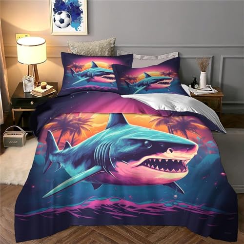 Housse de couette fermeture éclair requin 3D pour faire son lit facilement