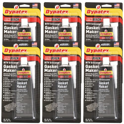 Image of Dynatex DynaBlack RTV Silicone Gasket Maker 85g Tube - 500F High Temperature, Sensor Safe, Low Odor, and Non-Corrosive Silicone Sealing Compound Made in the USA (6-Pack)