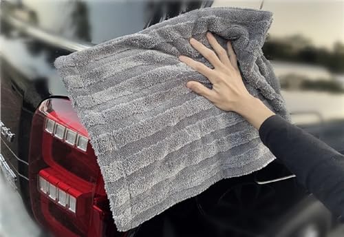 Image of Auto Hub 1300GSM Microfiber Cloth for Car - Edgless & Dual Sided Microfiber Cloth - Lint & Streak Free Car Cleaning Cloth - Multipurpose Car Wash Cloth-Twisted Loop with Coral Fleece-3pc,60x40cm-Grey