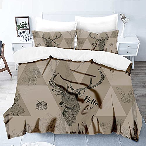 Sets de Housse de Couette 230 x 260 cm Style nordique et cerf animal Parure Cover