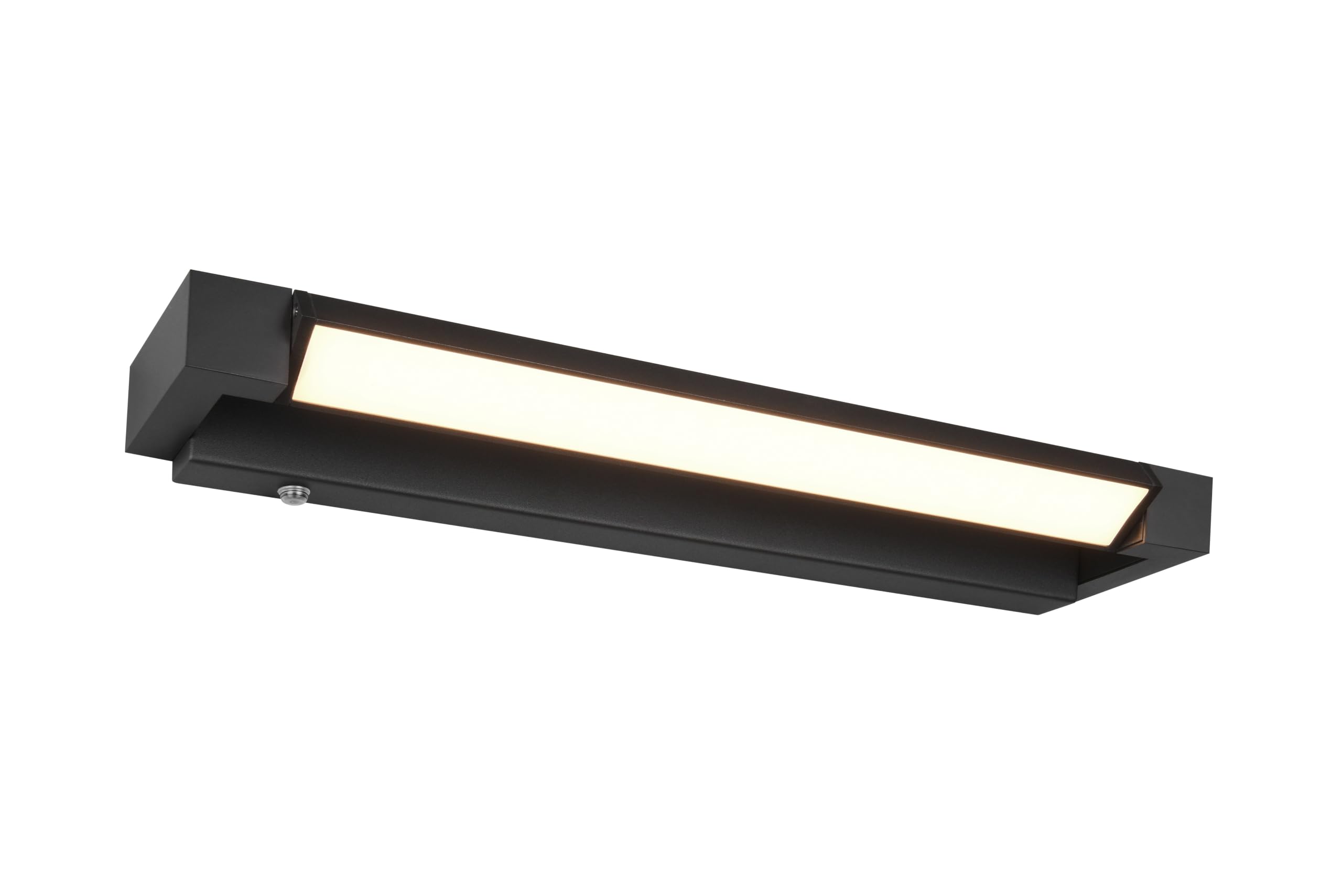 LED Wandleuchte Fabian, lange Wandlampe Badezimmer, Innen Außenbereich, schwenkbar, dimmbar, IP44, Lichtfarbe & Helligkeit einstellbar, Höhe 6 cm Breite 50 cm, Aluminium, Schwarz Matt