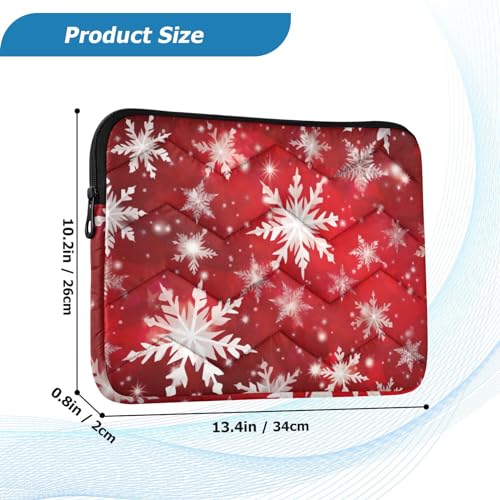 Funda para portátil 13-14 pulgadas impermeable rojo copos de nieve miniatura 3