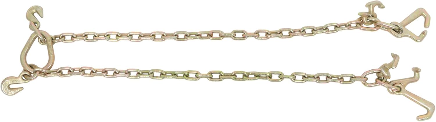 labwork Tow Chain Grade 70 Chain V-Bridle with RJT Cluster Hooks Tow Truck Winch Cable Pull Wrecker Recovery Grab