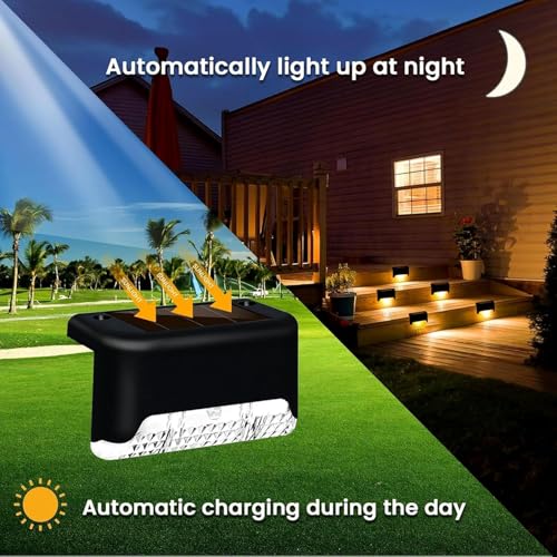 Image of Solar Light for Outdoor Garden, Waterproof LED Light for Stair, Deck, Pool, Patio, Fence, Gate, Yard, Floor, Step, Railing, Window and Balcony Pathway Decoration