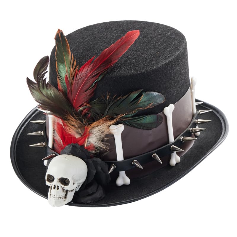 BLESSUME Steampunk Skull Hat Unisex Fancy Dress Top Hat for Carnival, Halloween, Theme Party