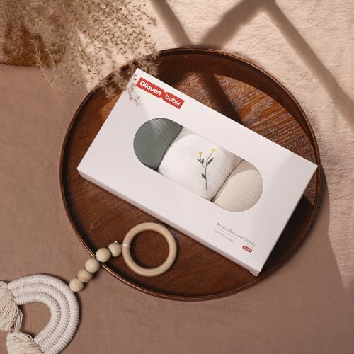 3er-Pack Bettlaken Spannbettlaken,Matratzenschoner für Laufgitter,100% Musselin-Baumwolle,Weiche und Premium-Qualität universelle Spannbettlaken für Kinderwagen. Geschenk zur Geburt(Florid) 6