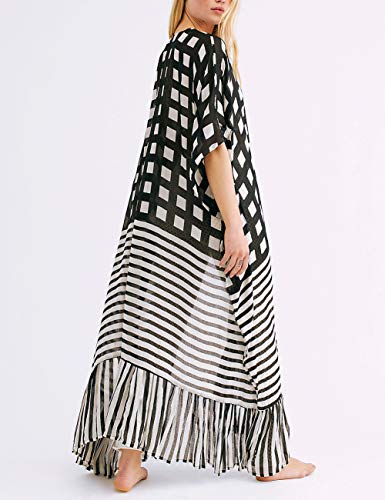 Bsubseach Women Long Kimono Swimsuit Cover Ups Chiffon Maxi Cardigan Open Front Bathing Suit Lightweight Duster Beachwear4