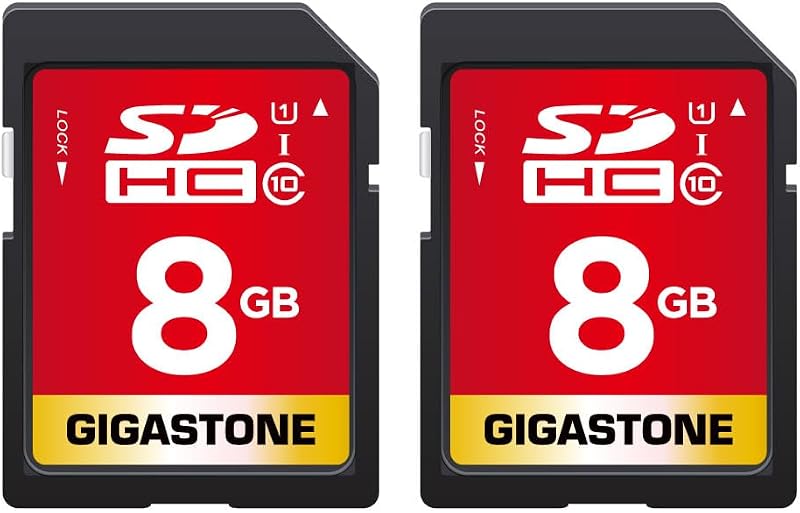GIGASTONE 8GB SD Card 2-Pack UHS-I U1 Class 10 SDHC Memory Card, Speed Up to 80MB/s, Full HD Video Kodak Olympus Digital Camera, with 2 Mini Cases