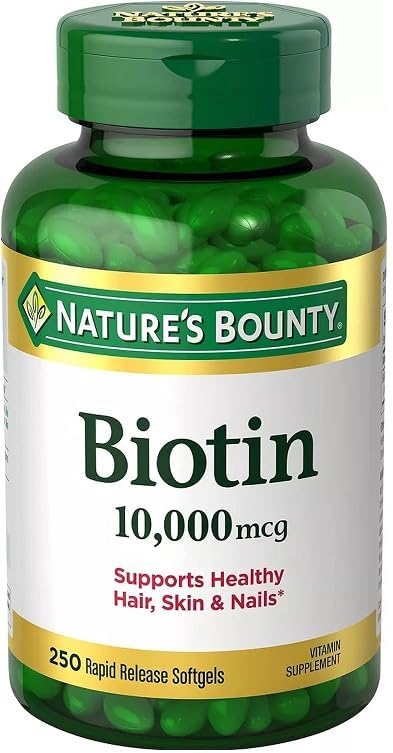 Nature's Bounty Biotin 10,000 mcg, 250 cápsulas blandas de liberación rápida
