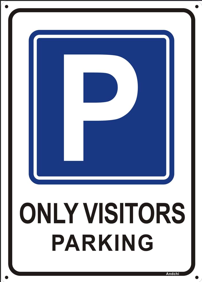 Andchi 2pcs Aluminium Metal Park Signage Visitor Parking Only Sign Guest Parking Signs Road Warning Sign for Private Parking Places Size 14 x 10 inch - Image 2