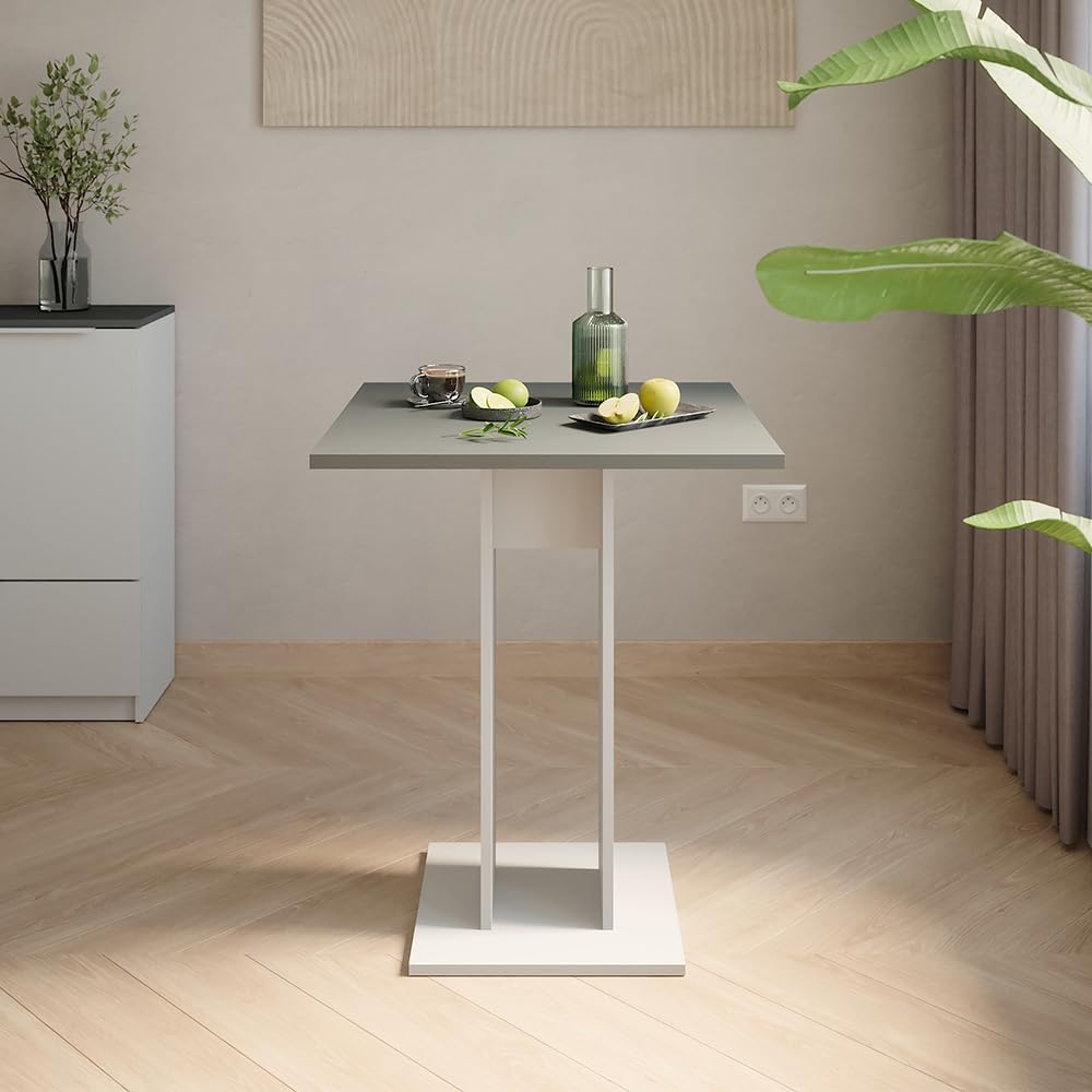Vicco Mesa de Comedor Repose, Blanco/Antracita, 65 x 65 cm