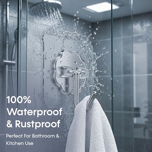 Image of Hooks for Wall Heavy Items, Set of 10, 10KG Capacity, Hook for Wall Hanging Without Drill, Heavy Duty Waterproof Adhesive Hooks for Bathroom, Kitchen & Home Storage