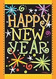 Toland Home Garden Happy New Year 28 x 40 Inch Decorative Colorful Celebration Party House Flag -...