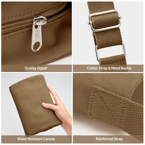 Image of KALIDI Canvas Tote Bag Zipper Large Crossbody Shoulder Bag Messenger Bag