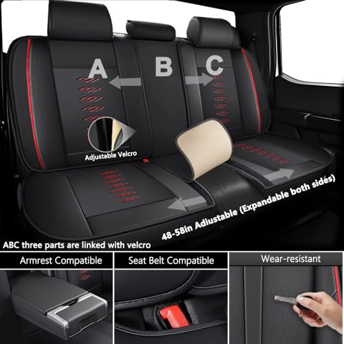 Image of Car Seat Covers for Neon,for Dodge Neon 2000-2005,Leather Full Set Seat Covers,Airbag-Compatible Car Seat Protectors,Waterproof Seat Cover for Cars(Black+Red,5PCS Only)