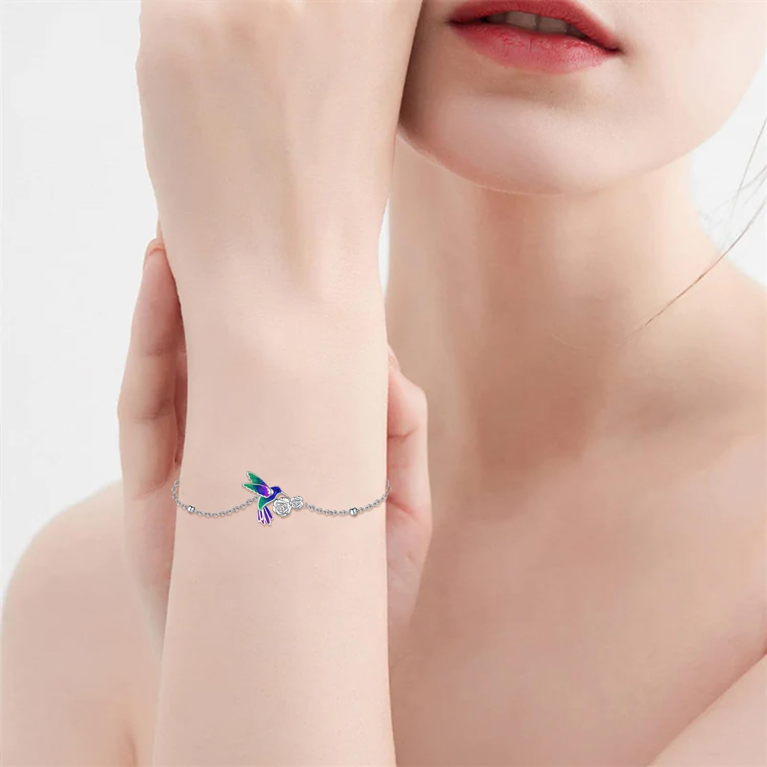 Hummingbird Bracelet 925 Sterling Silver Hummingbird Gifts for Women Humming bird Gift Ideas for Mom Wife - Image 4