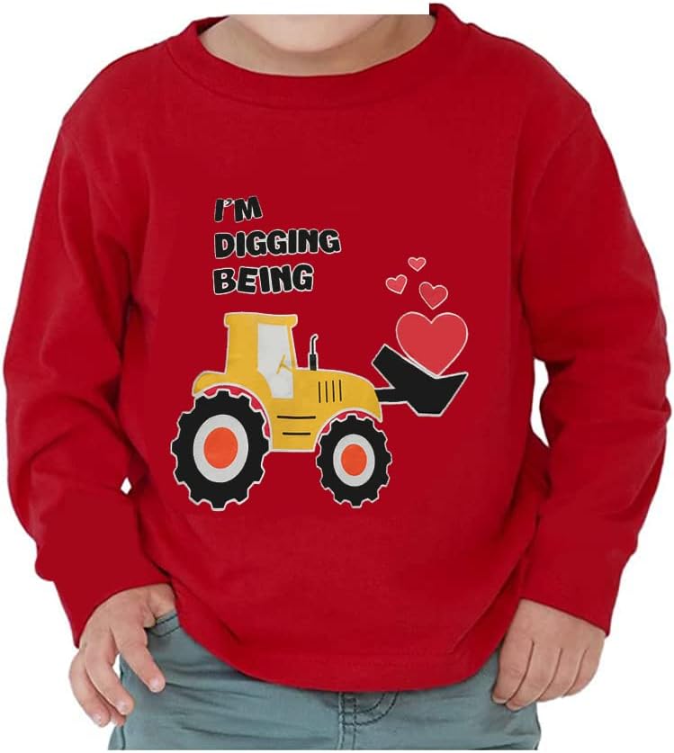 Toddler Boys Vanlentine Long Sleeve Girls Love Longshirt Kids Truck Heart Raglan Tops 2-7T - Image 4