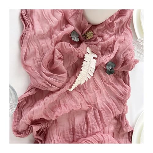 OZLCUA Runner da tavola in Garza Semi-Sheer Sky Blue Gauze Wedding Table Runner Cheesecloth Table Setting Dining Vintage Party Christmas Banquets Arches Decor Lavabile Tablerunner(Rouge,90X400cm)