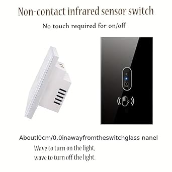 US Wall Light Switch Infrared IR Sensor No Need Touch AC100-240V Motion Sensor Wall Switch Electrical Power On Off Lamp, Motion Activated Infrared Switches Requires Neutral Wire (US Black)