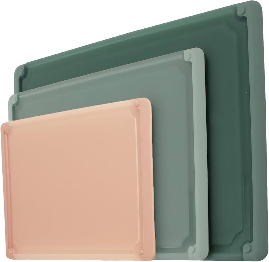 COOK WITH COLOR Extra Large Cutting Board Set, Jumbo-Sized Boards with Rubber Border for Enhanced Cooking Experience, 3-Piece, Blue/Teal