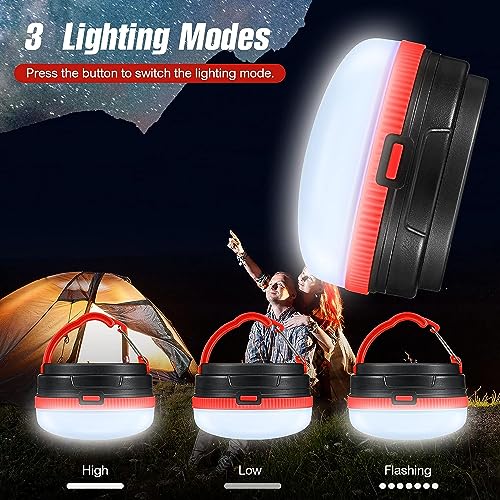 Image of Camping Lantern Waterproof LED Outdoor Camping Lights Battery Powered Tent Light for Power Cuts Emergency Camping Hiking Automobile (3 Modes ) (Red)