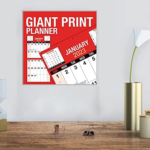 KARRMA 2023 Calendar Month To View Giant print Red and Black Wall Planner for Home Business Office School 1 January 2023 to 31 December 2023